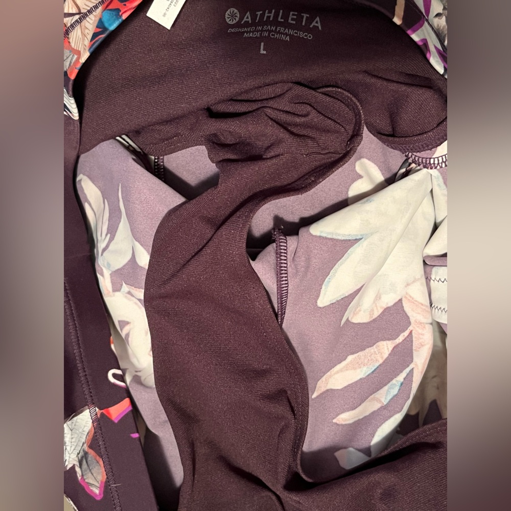 Athleta Purple Floral Women's Swim Shorts - Picture 12 of 12